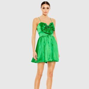 Ieena for Mac Duggal 49616 Green Bow Front Bubble Hem Mini Dress Size 8